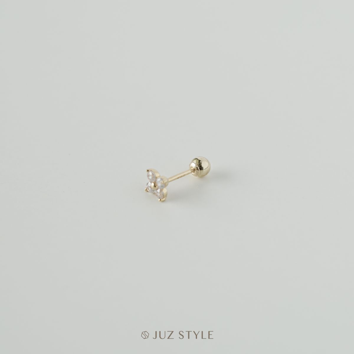Bông tai vàng 14K Clover ballstud