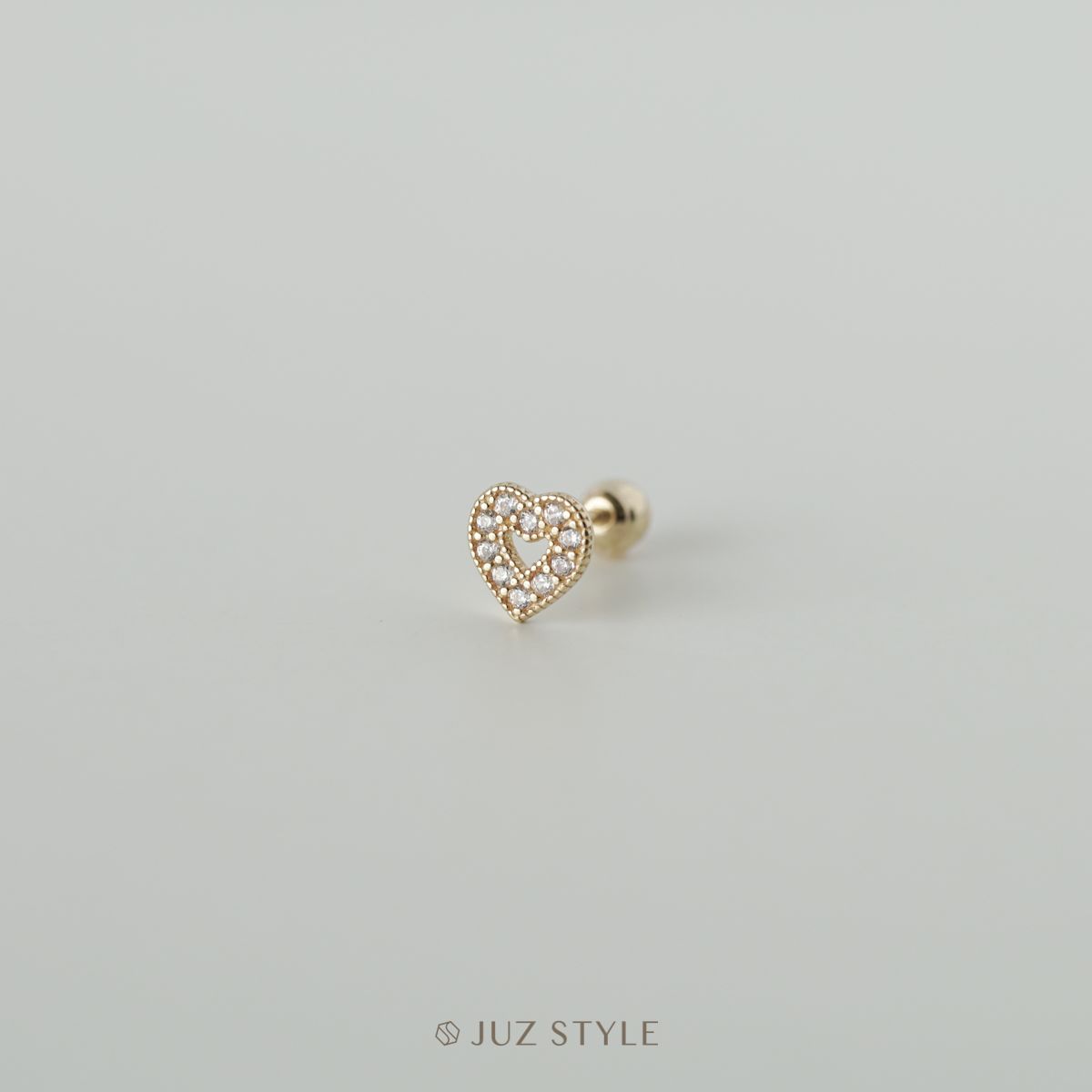 Bông tai vàng 14K Heart ballstud