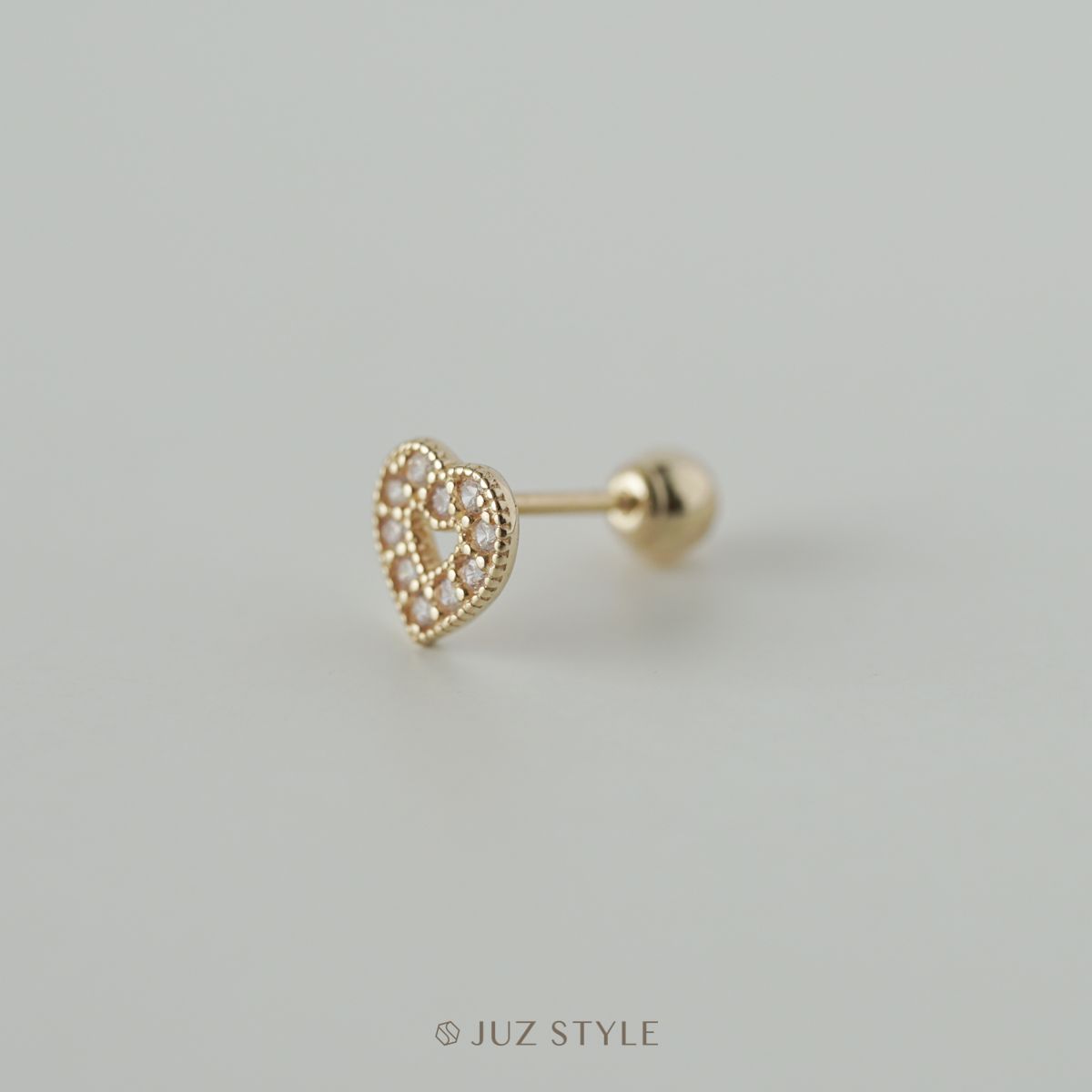 Bông tai vàng 14K Heart ballstud
