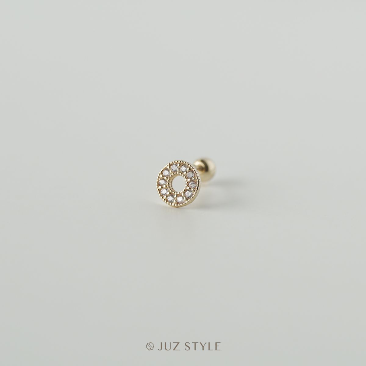 Bông tai vàng 14K Circle ballstud