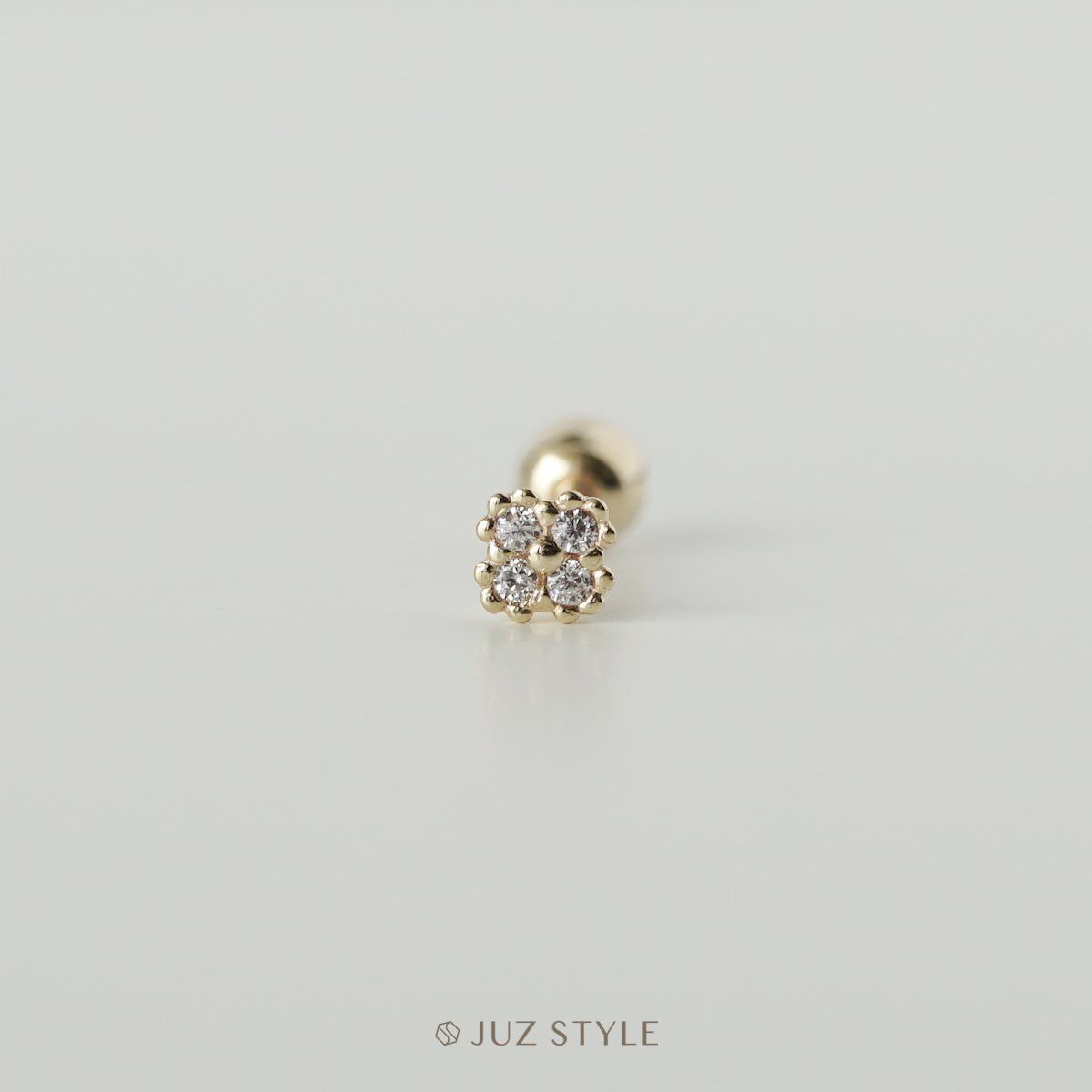 Bông tai vàng 14K tiny clover ballstud