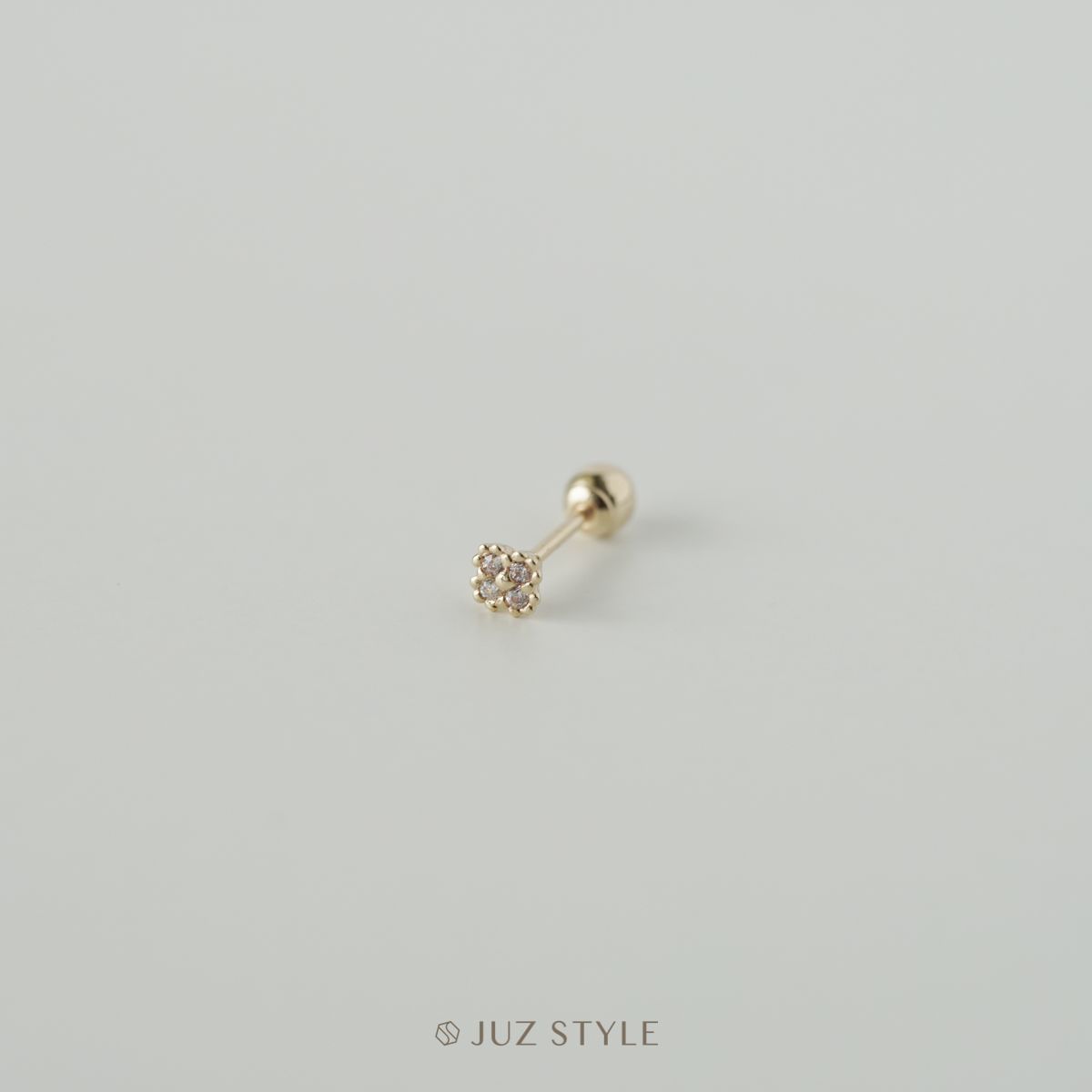 Bông tai vàng 14K tiny clover ballstud