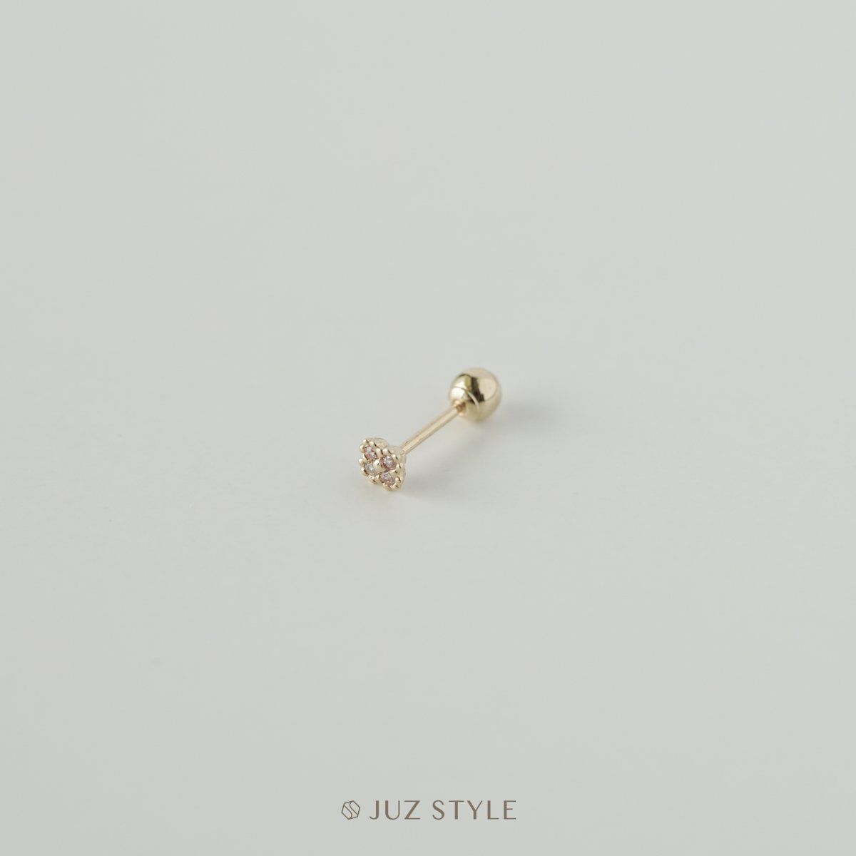 Bông tai vàng 14K tiny clover ballstud