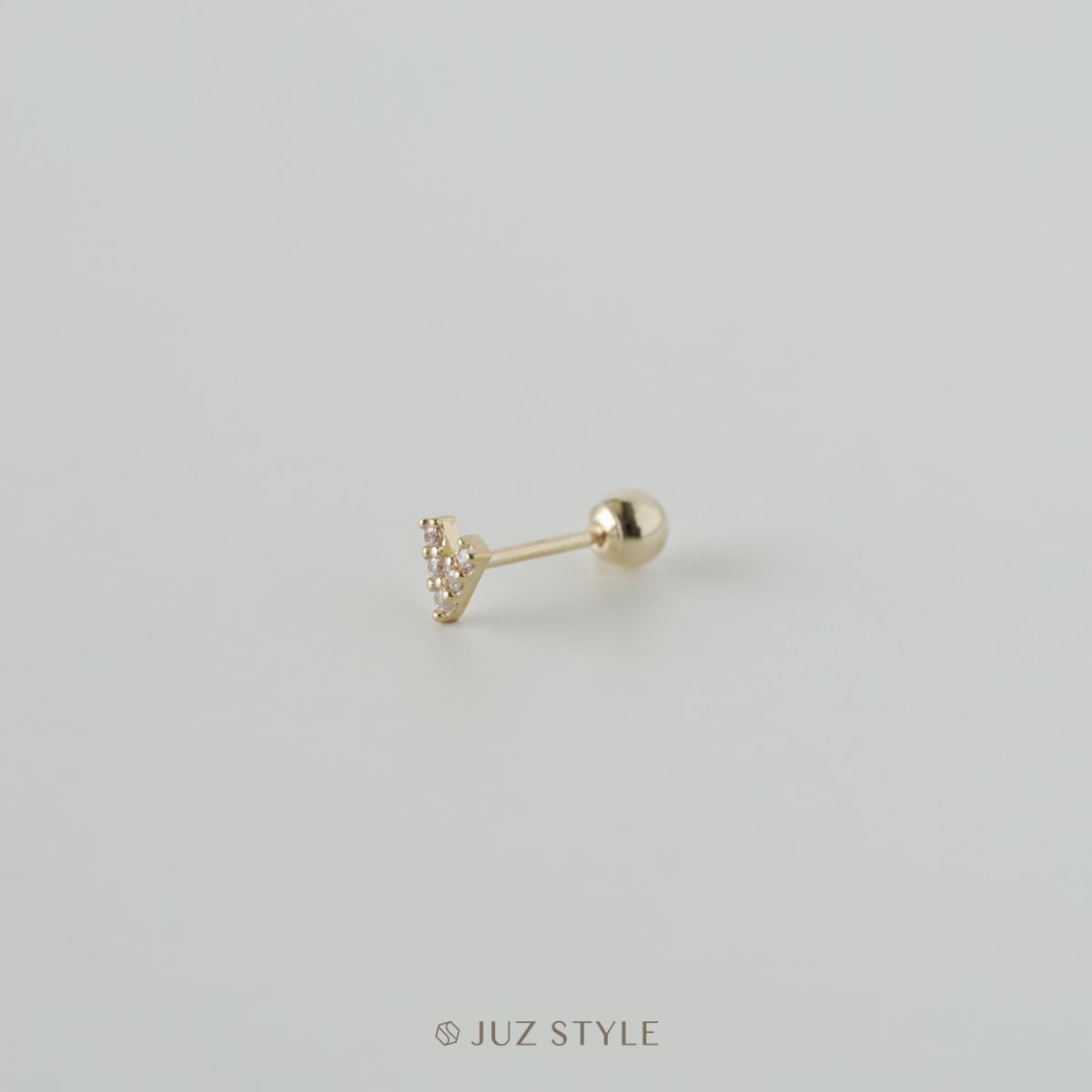 Bông tai vàng 14K v-sharp ballstud