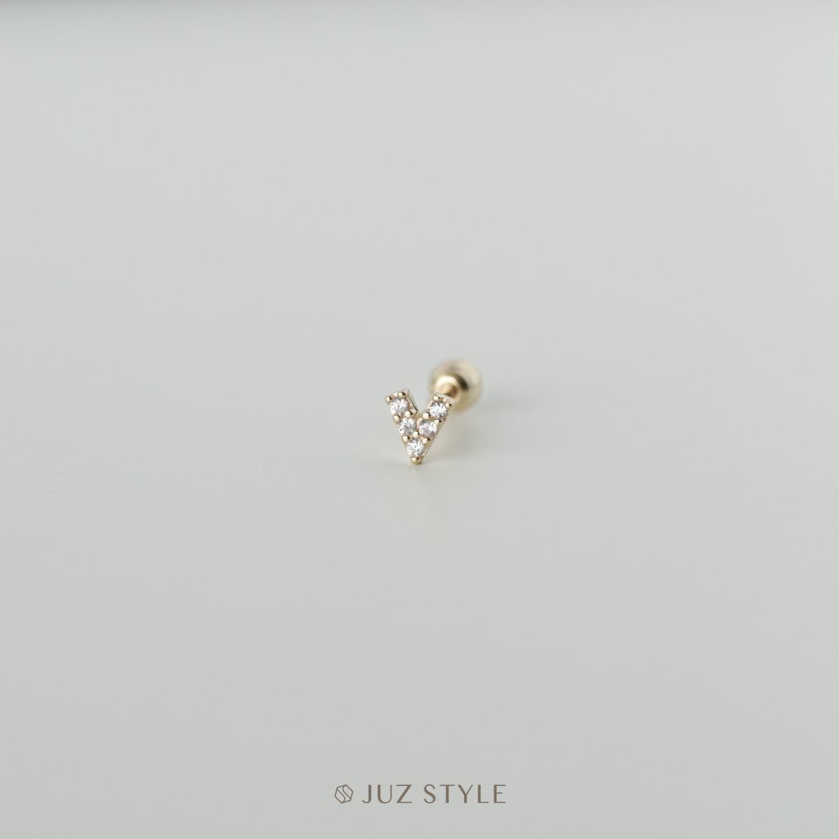 Bông tai vàng 14K v-sharp ballstud