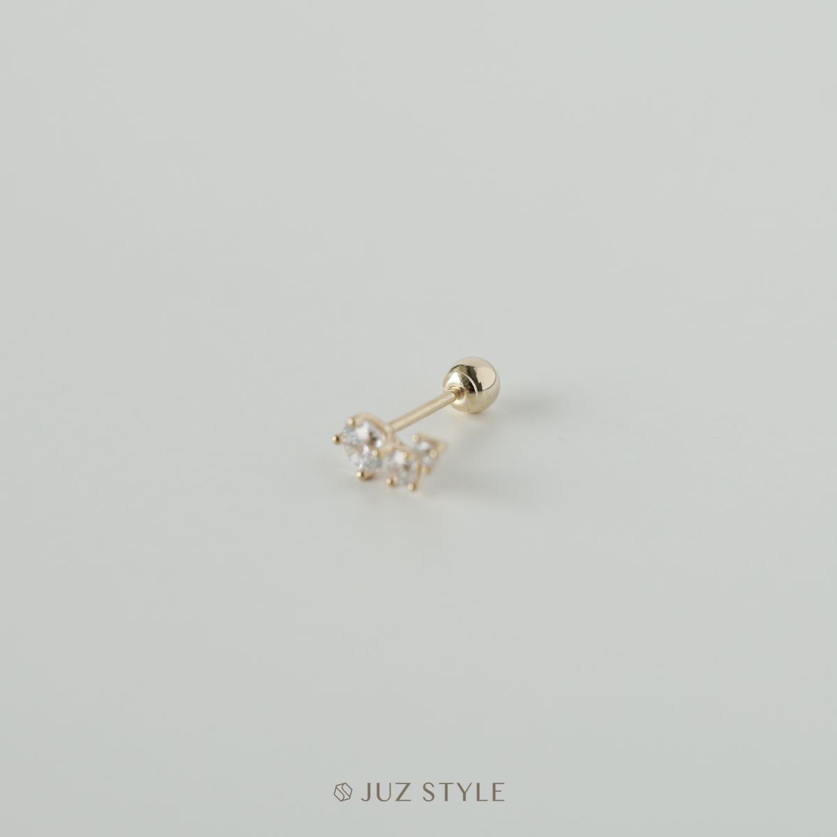 Bông tai vàng 14K Triple Czs ballstud
