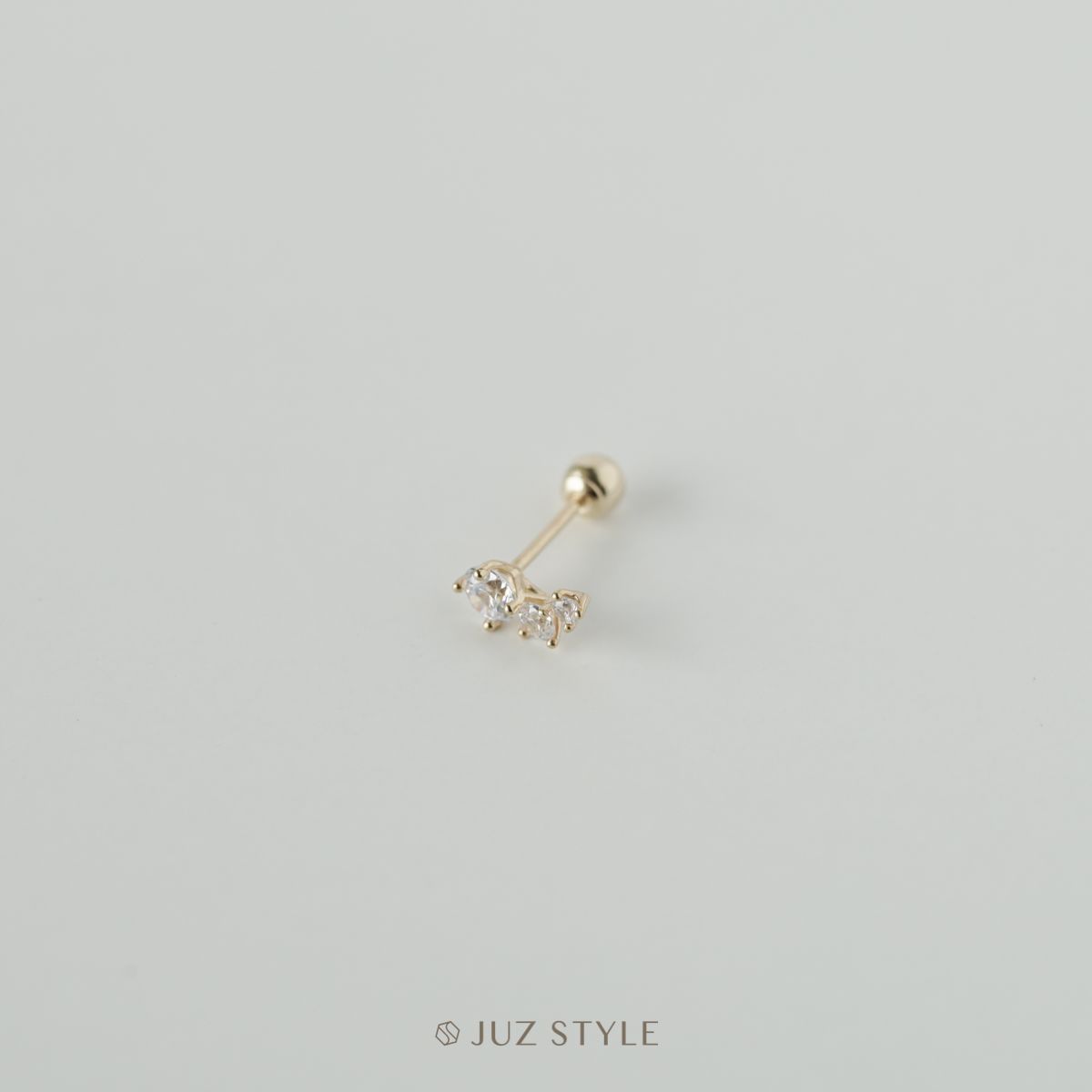 Bông tai vàng 14K Triple Czs ballstud