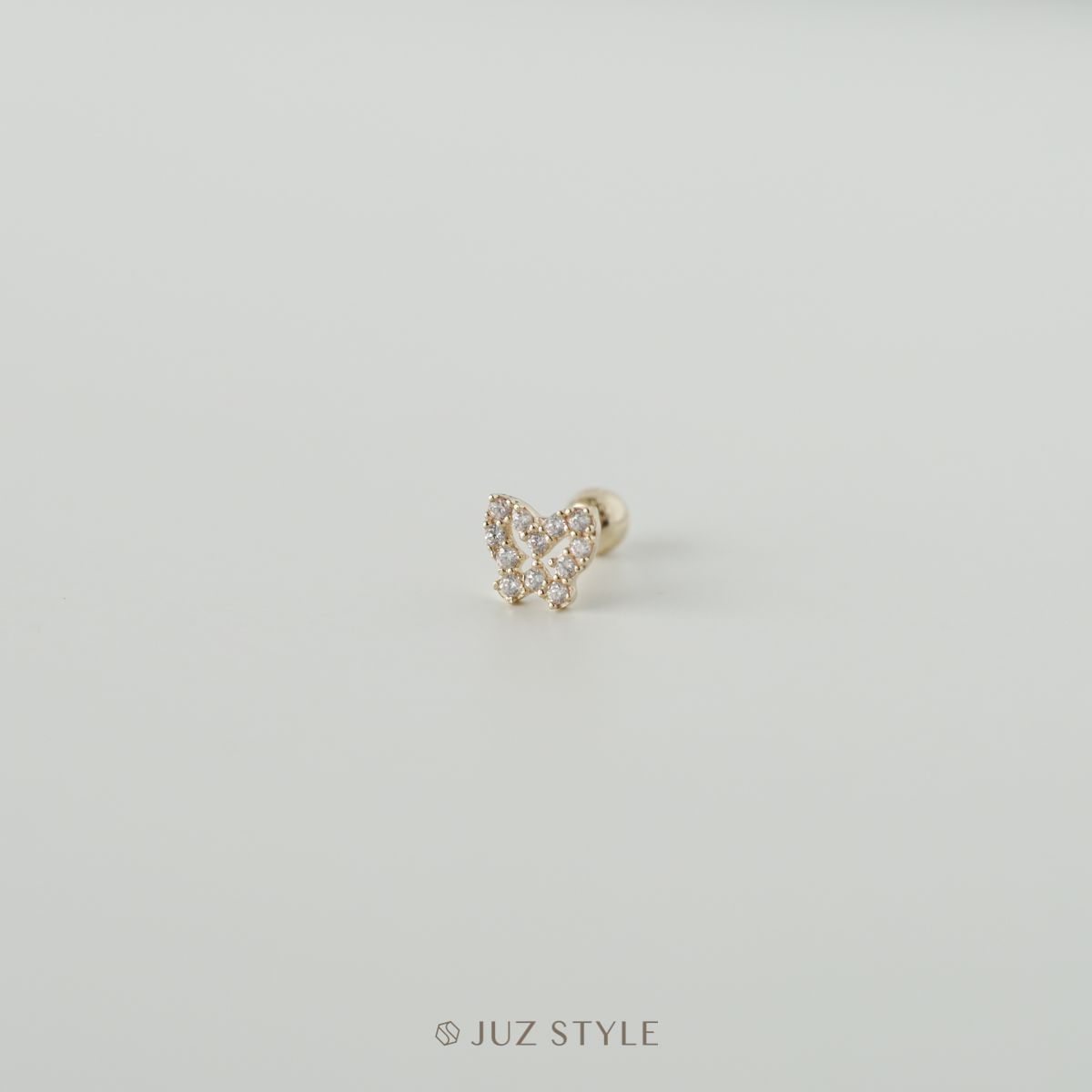 Bông tai vàng 14K butterfly cz ballstud