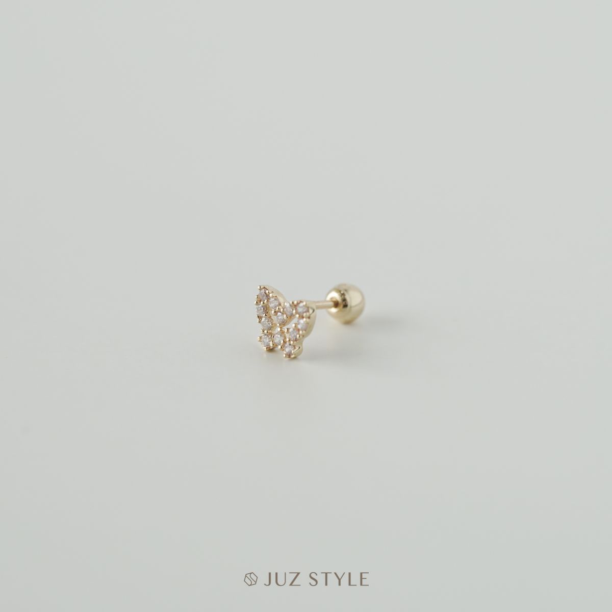 Bông tai vàng 14K butterfly cz ballstud