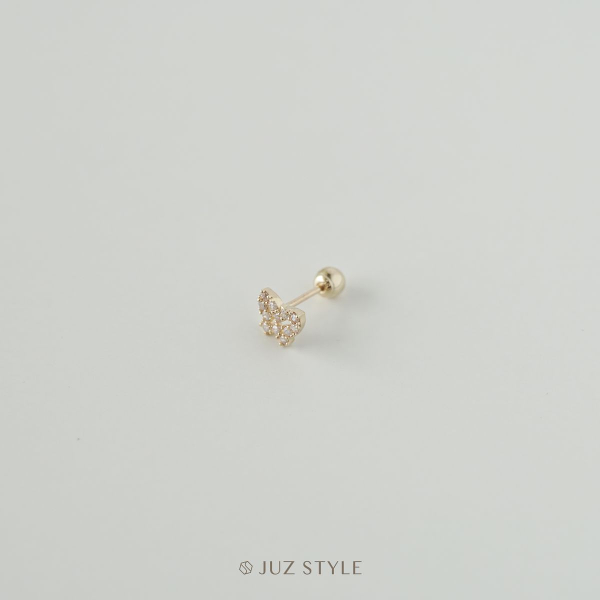 Bông tai vàng 14K butterfly cz ballstud