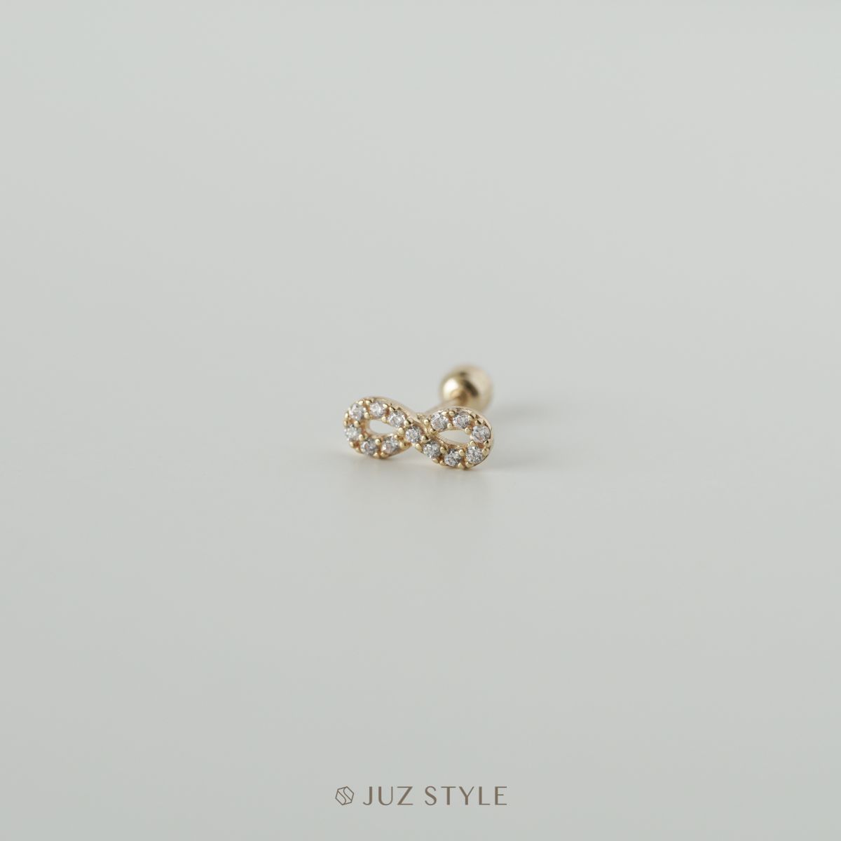 Bông tai vàng 14K infinity cz ballstud