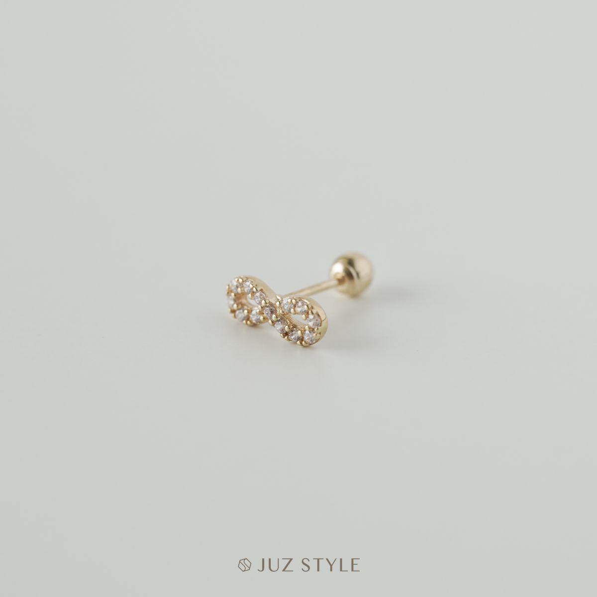 Bông tai vàng 14K infinity cz ballstud
