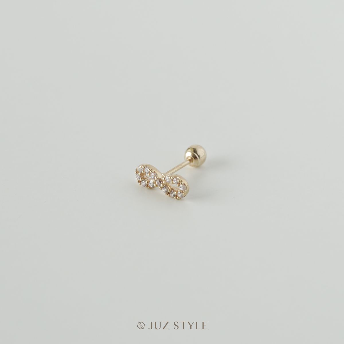 Bông tai vàng 14K infinity cz ballstud