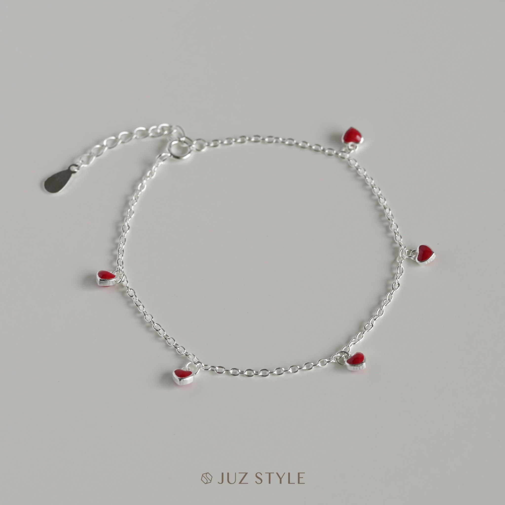 Lắc tay bạc Red hearts