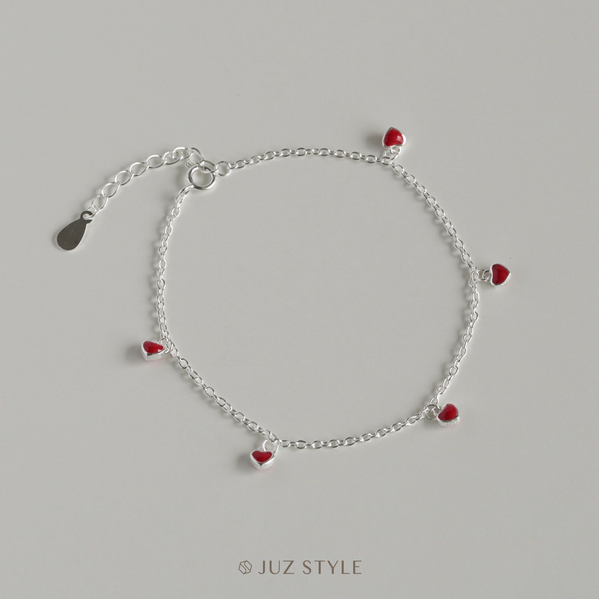 Lắc tay bạc Red hearts