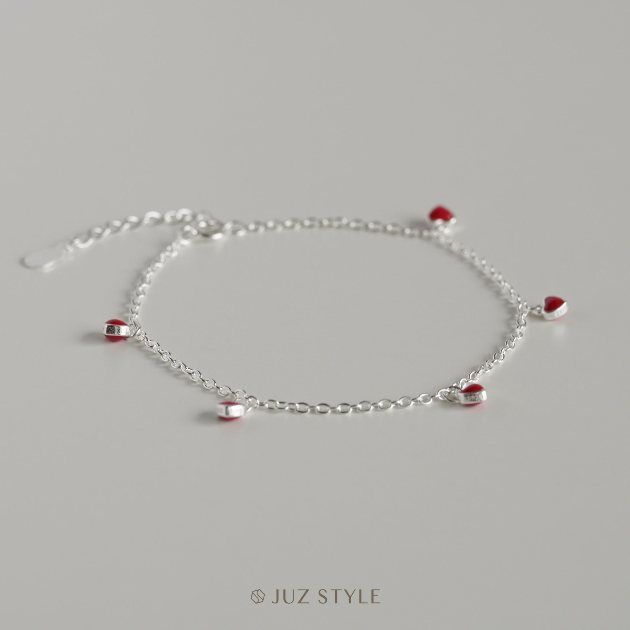 Lắc tay bạc Red hearts