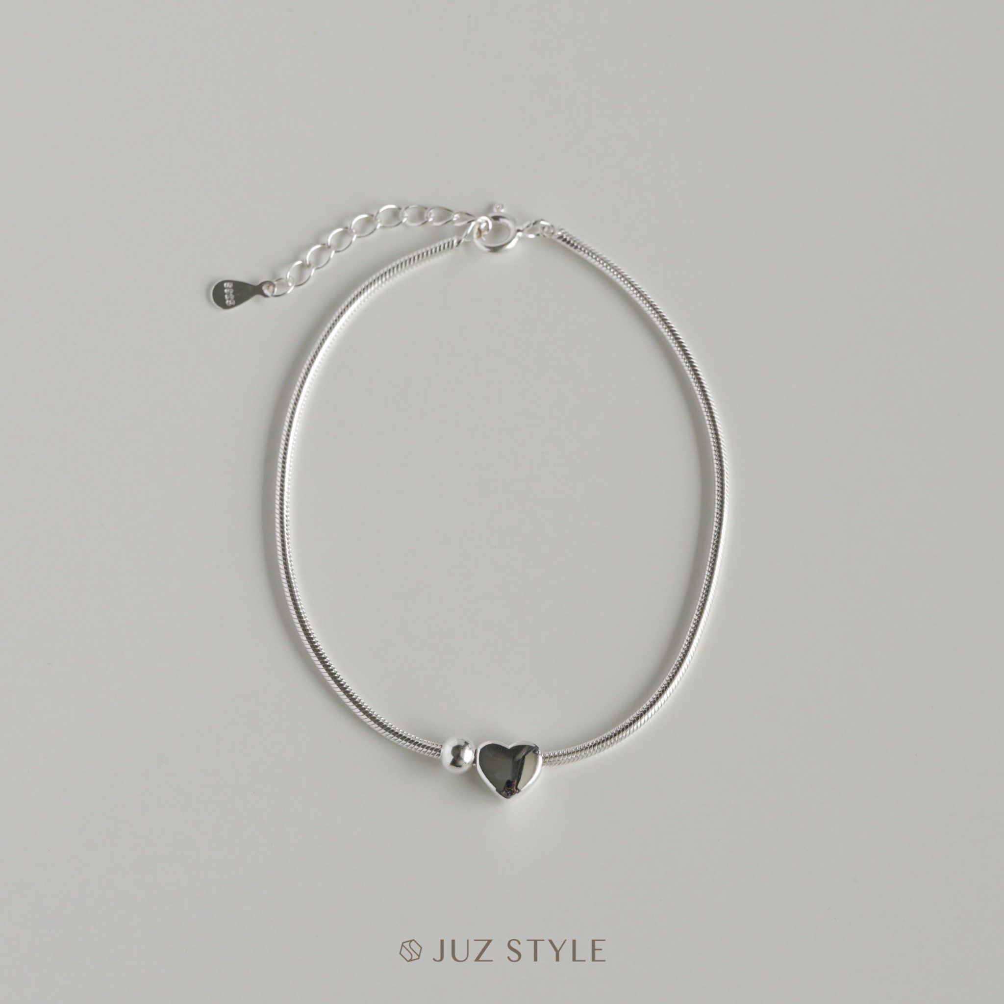 Lắc tay bạc Smooth chain with heart