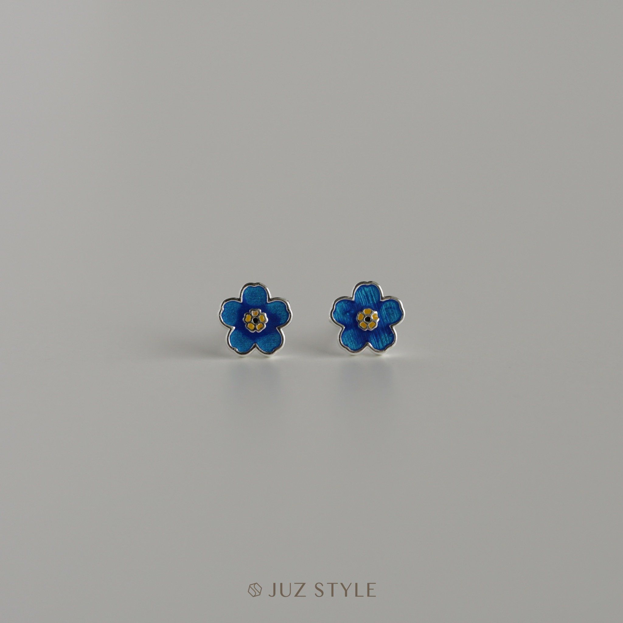Bông tai bạc Blue flower