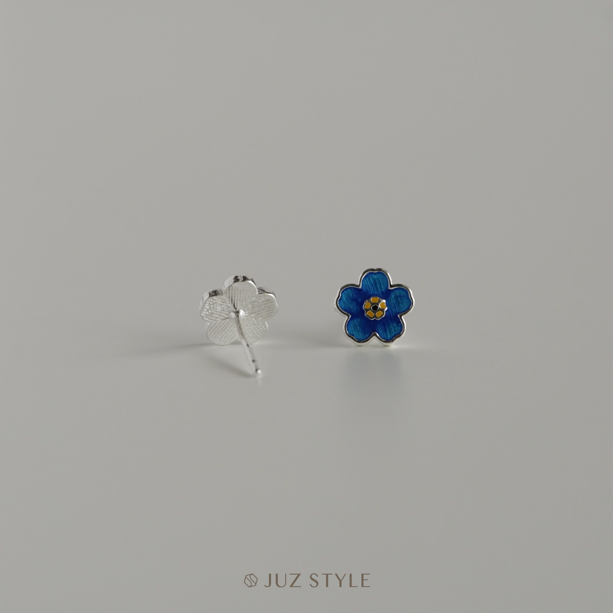 Bông tai bạc Blue flower