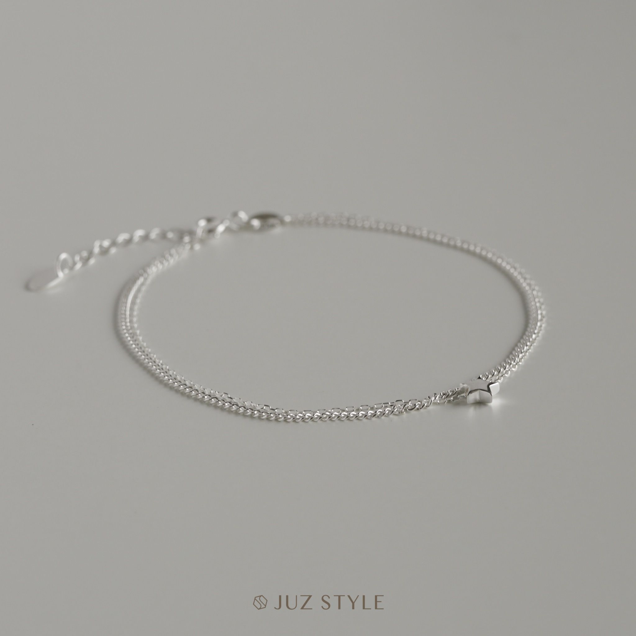 Lắc chân bạc Double chains w. Star