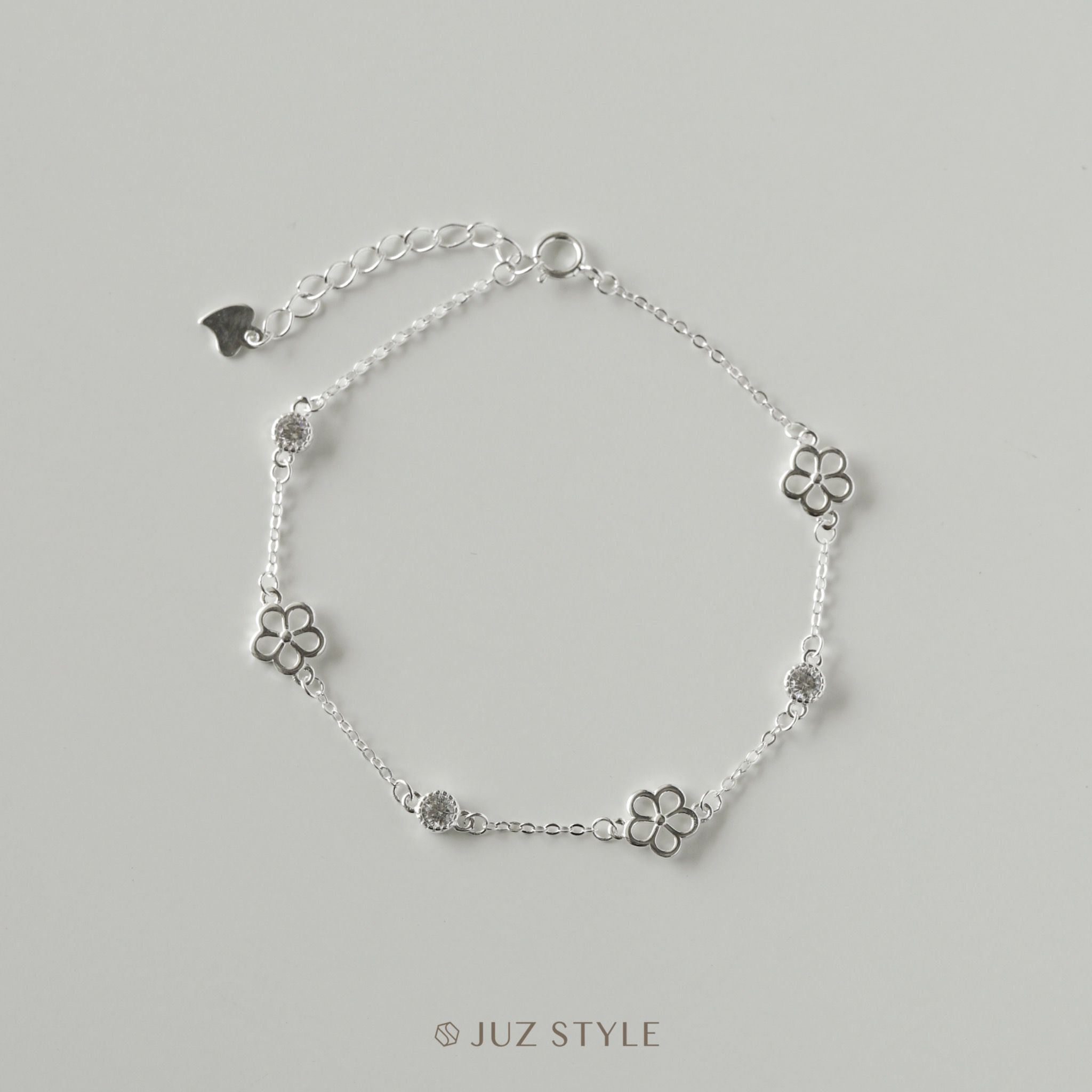 Lắc tay bạc Flower & Cz