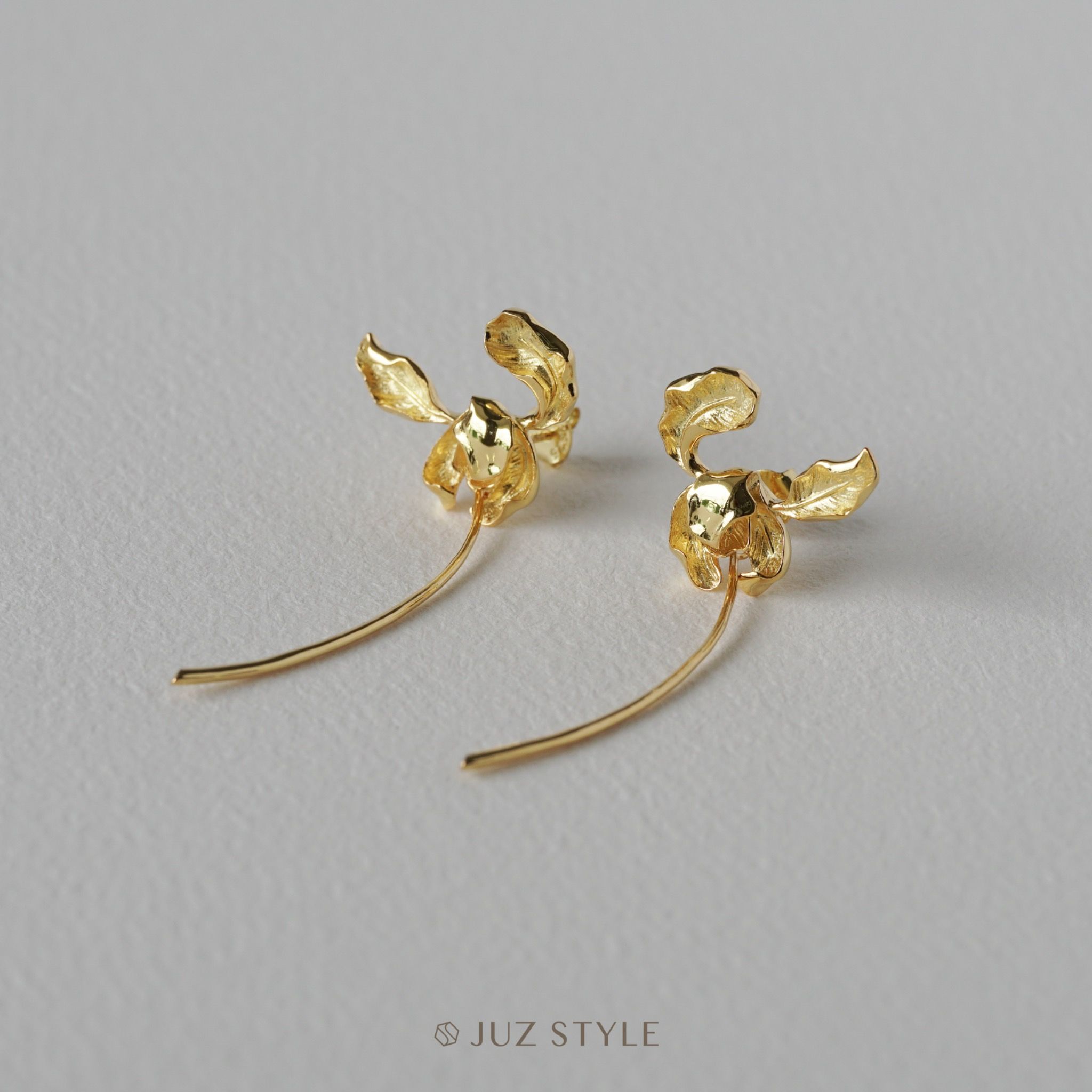 Bông tai bạc mạ vàng Iris branch