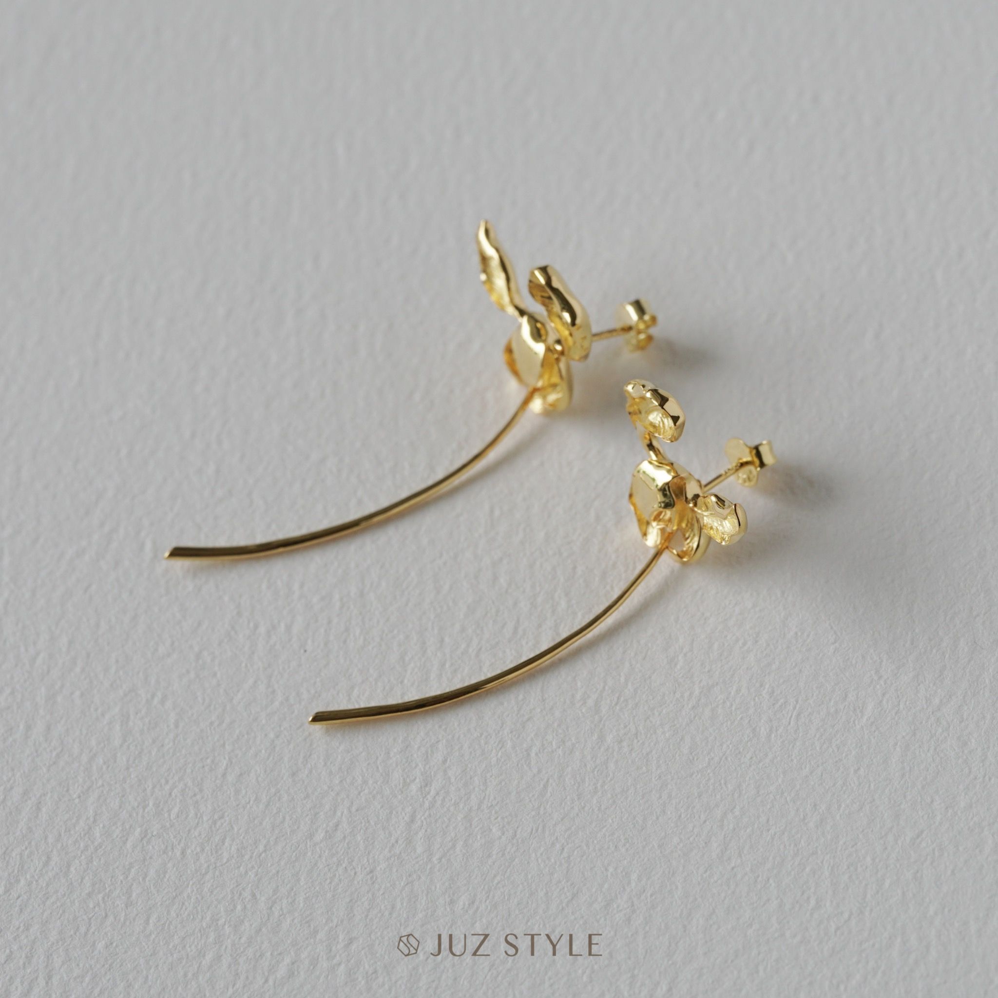 Bông tai bạc mạ vàng Iris branch
