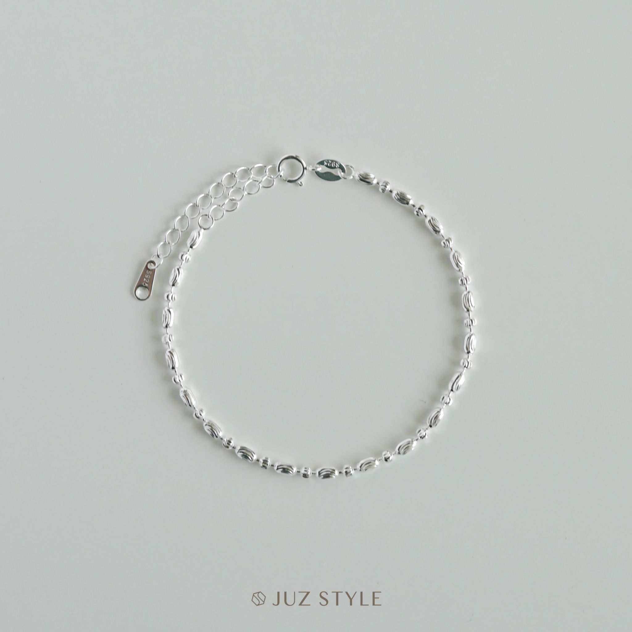 Lắc tay bạc Cutting Oval Circle Chain