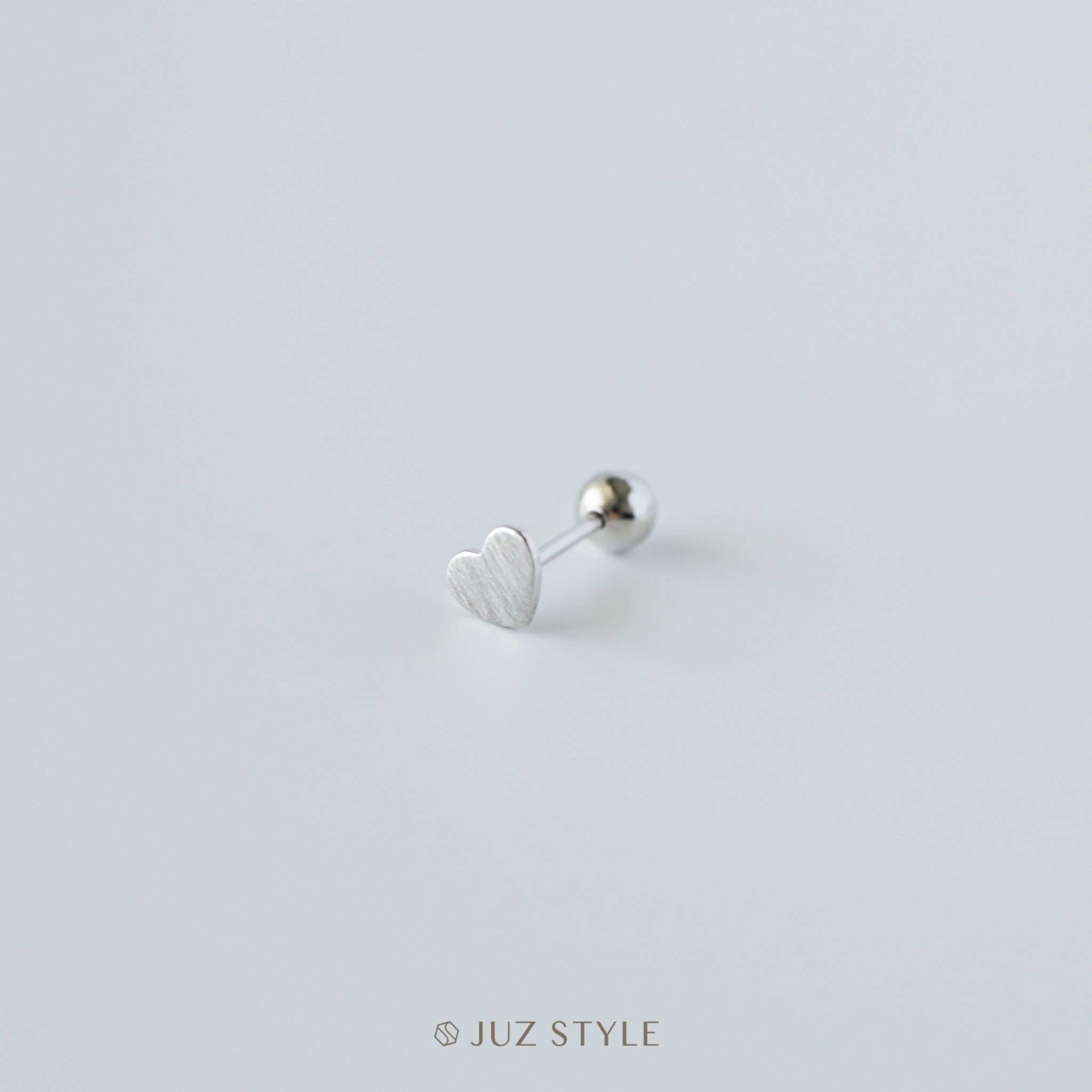 Bông tai bạc Heart Ballstud