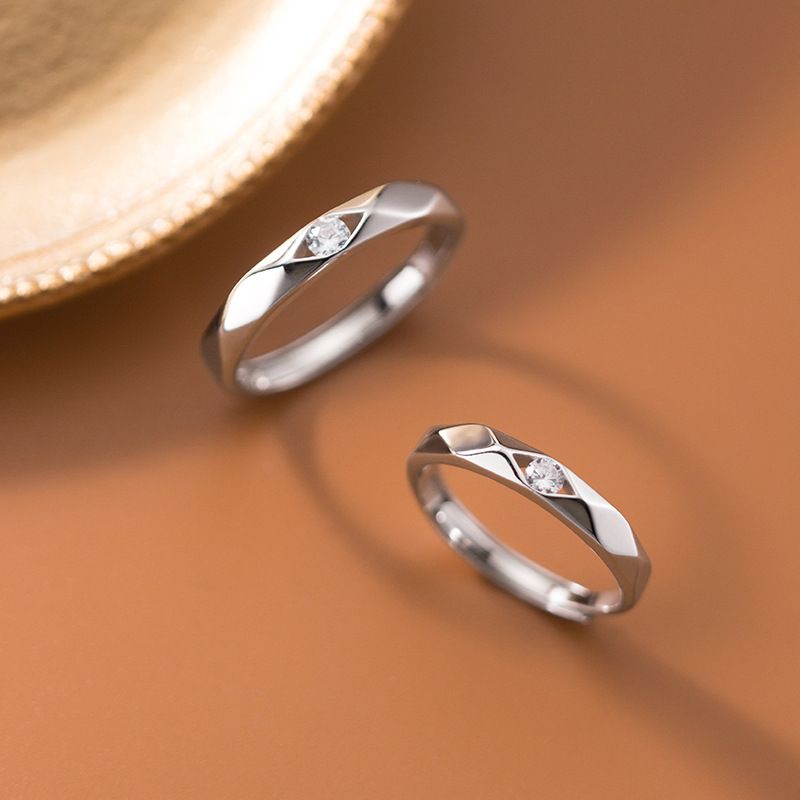 Nhẫn cặp bạc Facet CZ