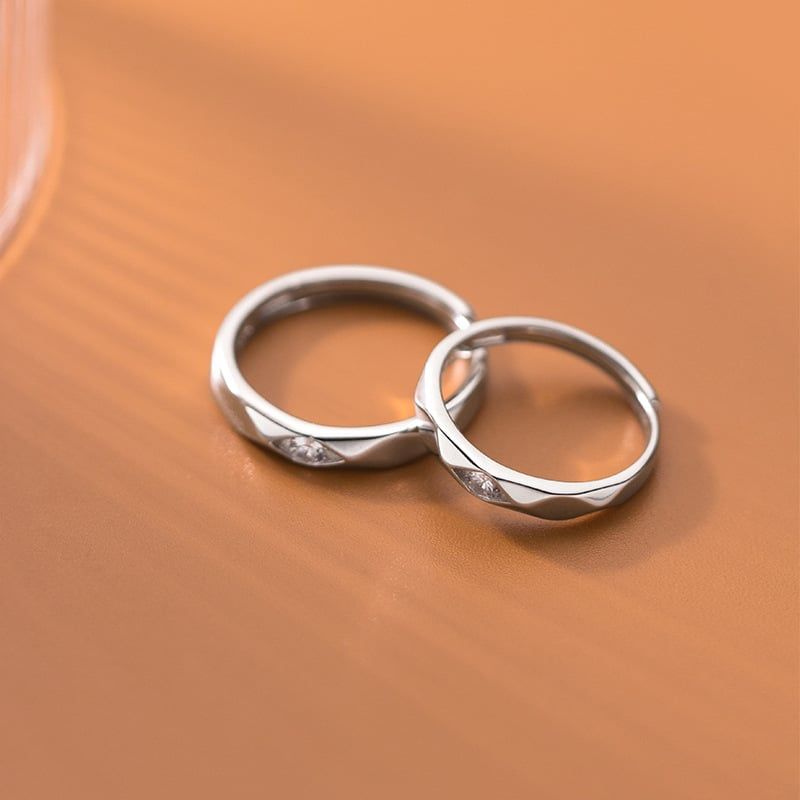 Nhẫn cặp bạc Facet CZ