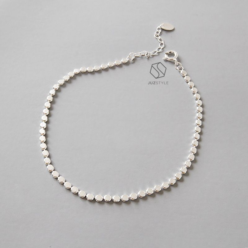 Lắc chân bạc Flat circle chain