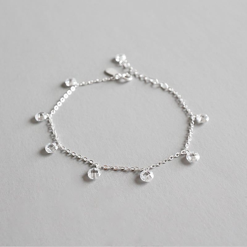 Lắc chân bạc Gems CZ