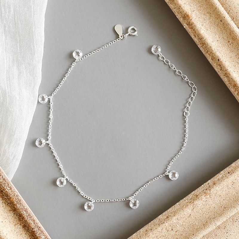 Lắc chân bạc Gems CZ