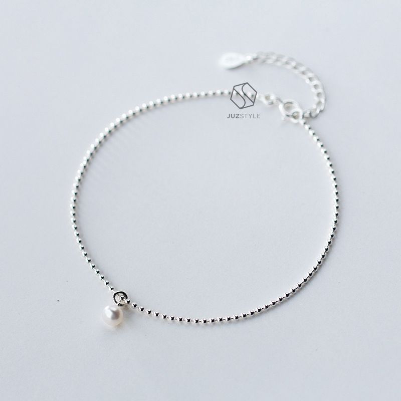 Lắc chân bạc Tiny ball chain with pearl