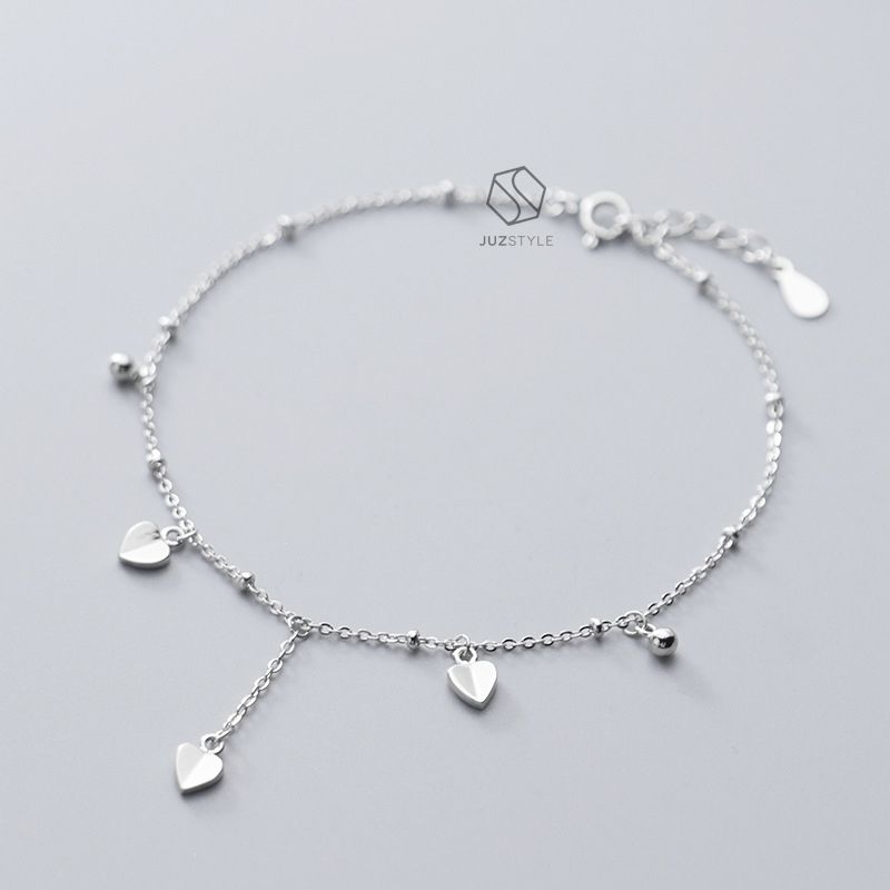 Lắc chân bạc Falling hearts