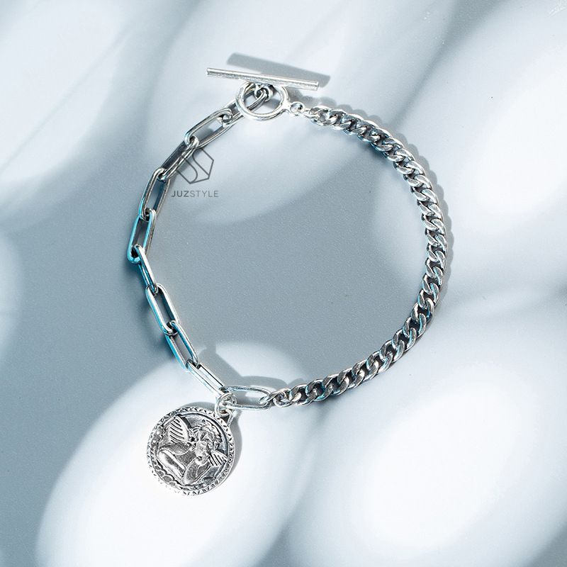 Lắc tay bạc Vintage bracelet with angel coin