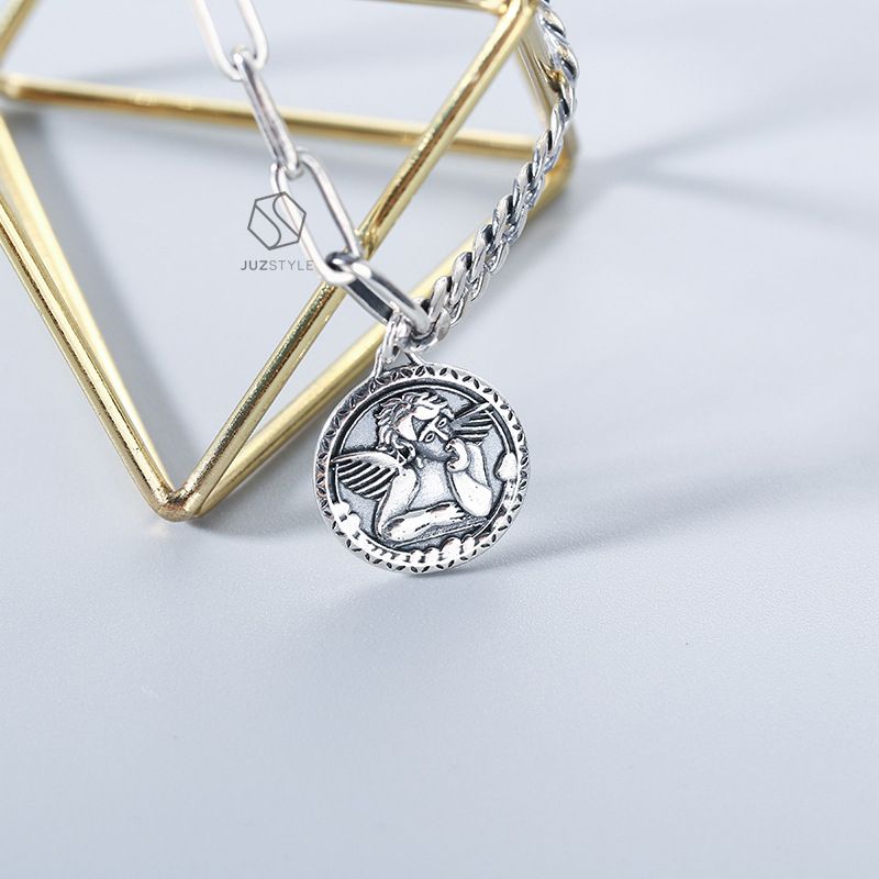 Lắc tay bạc Vintage bracelet with angel coin