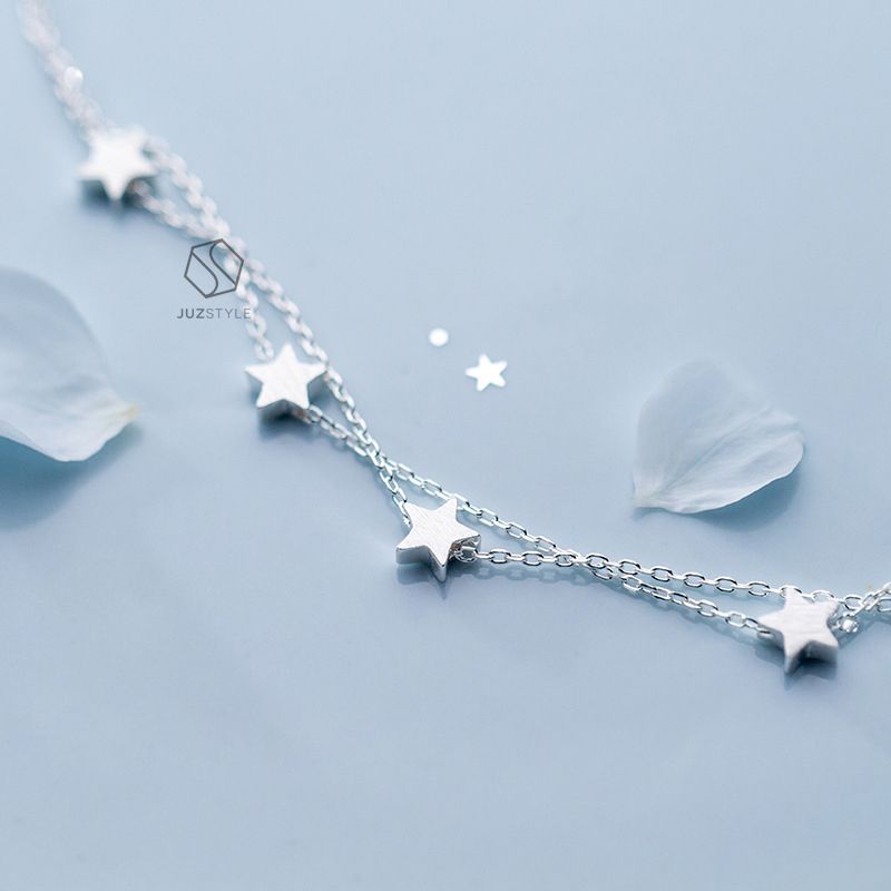 Lắc tay bạc Two chains with stars