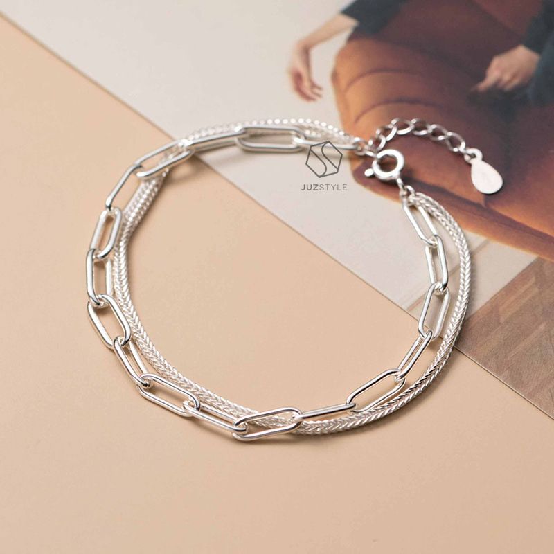 Lắc tay bạc Double chains
