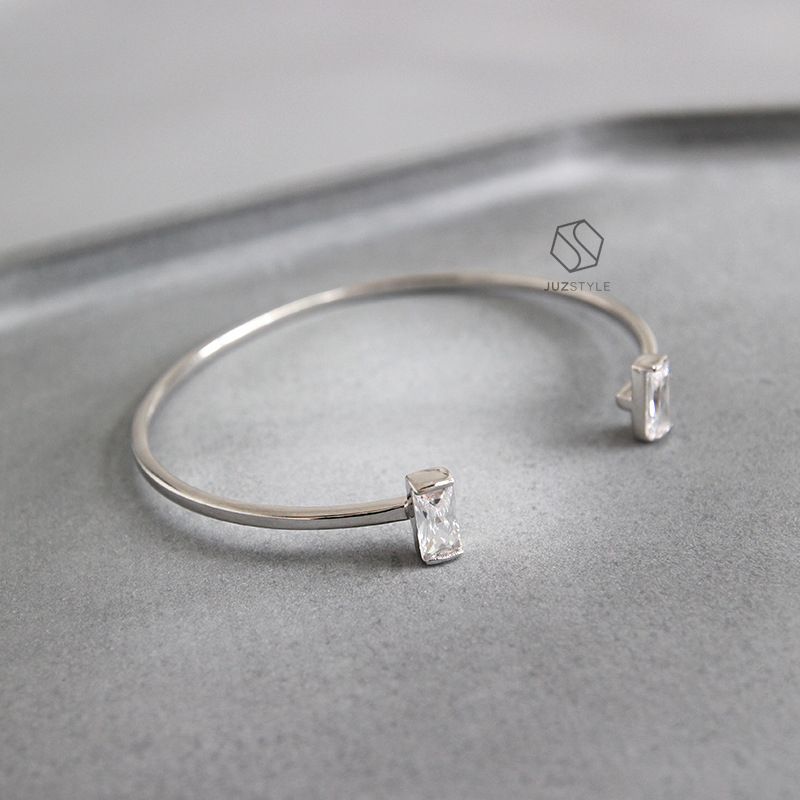 Kiềng tay bạc Two gems