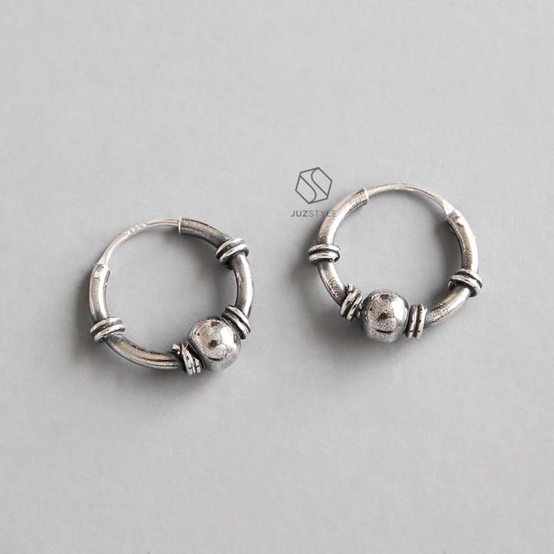 Bông tai bạc Mini vintage hoop