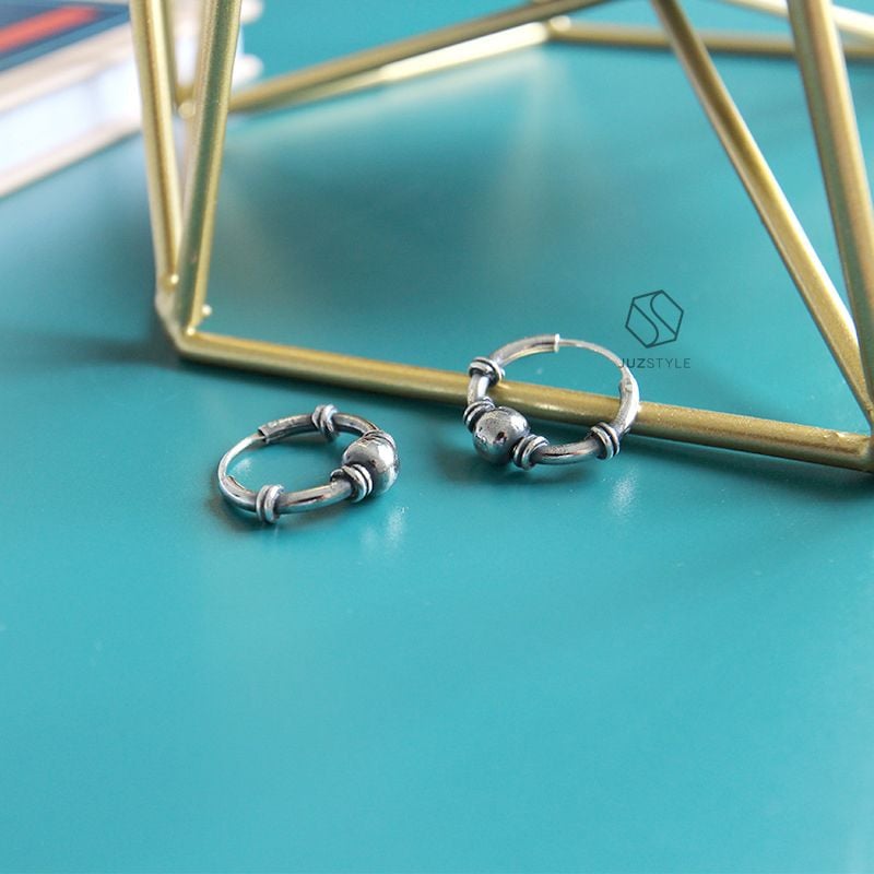 Bông tai bạc Mini vintage hoop