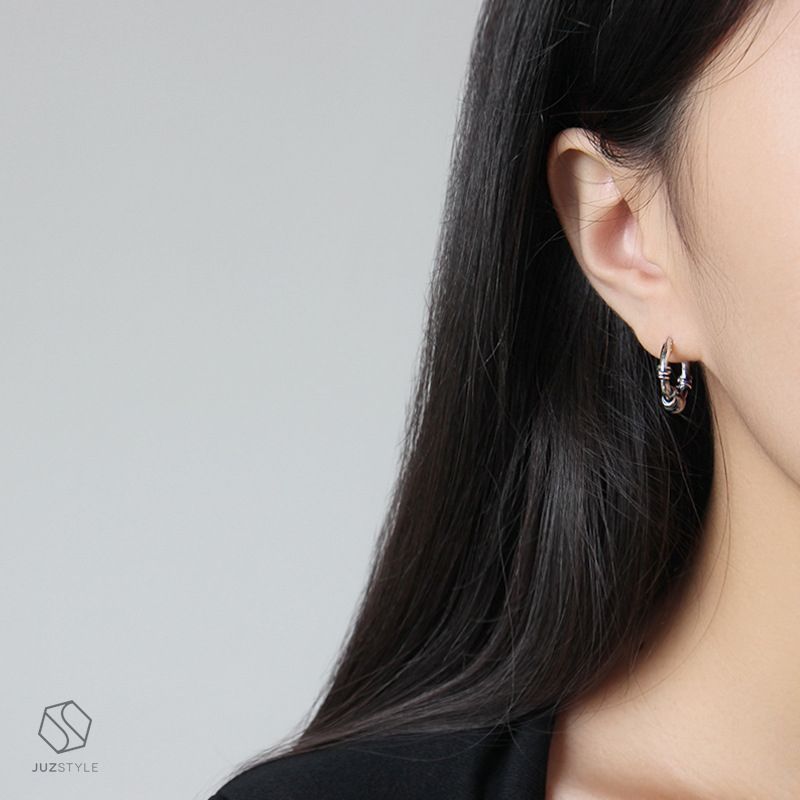 Bông tai bạc Mini vintage hoop