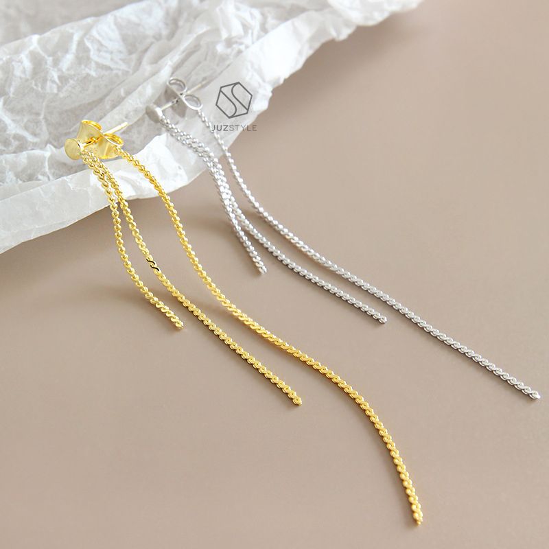 Bông tai bạc Long snake chain