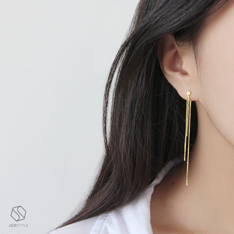 Bông tai bạc Long snake chain