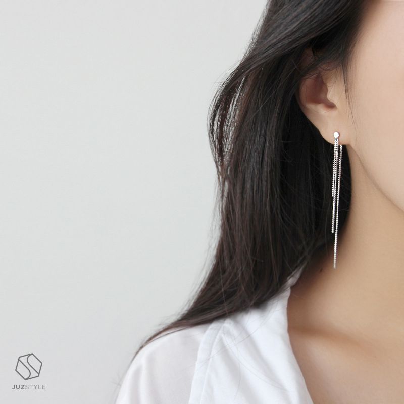 Bông tai bạc Long snake chain