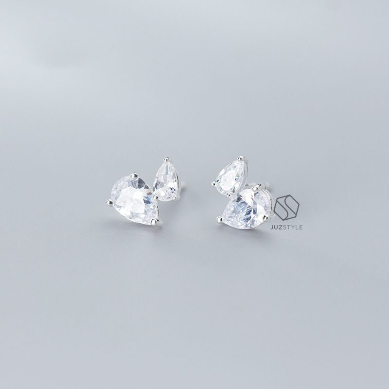 Bông tai bạc CZ pear