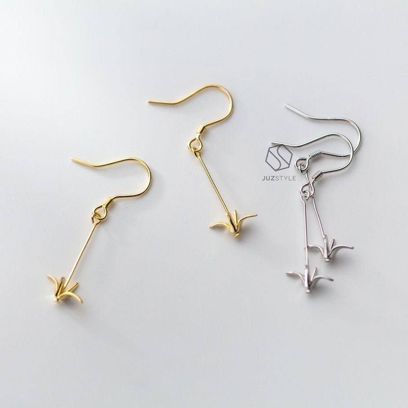 Bông tai bạc Paper Crane