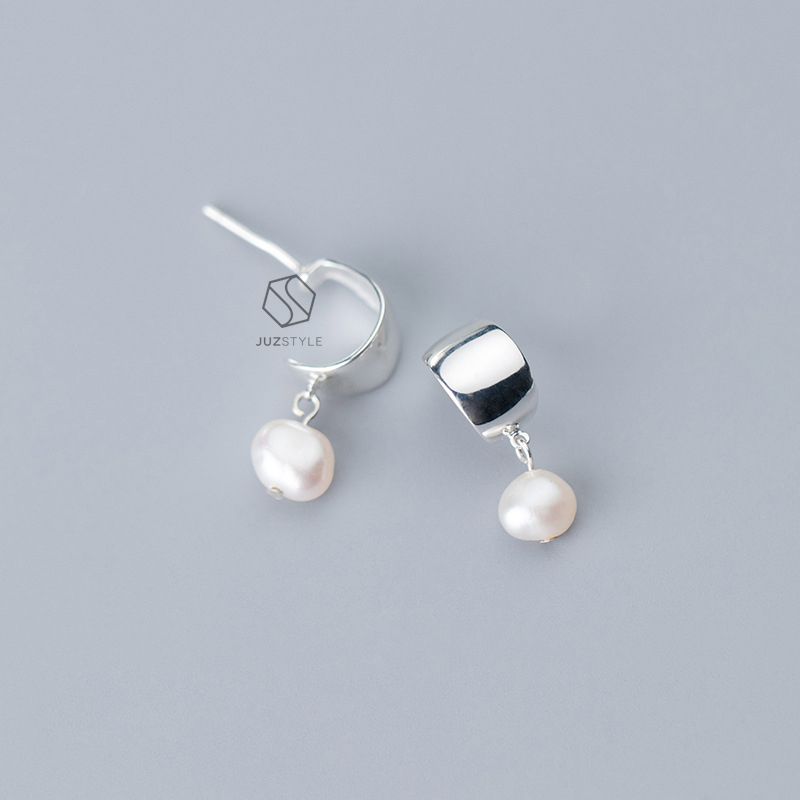 Bông tai bạc C-type artificial pearl